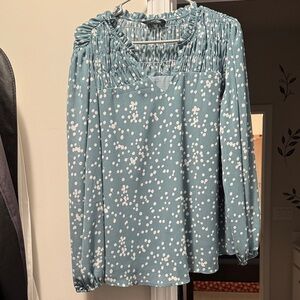 Chic Teal Blouse with White Dots